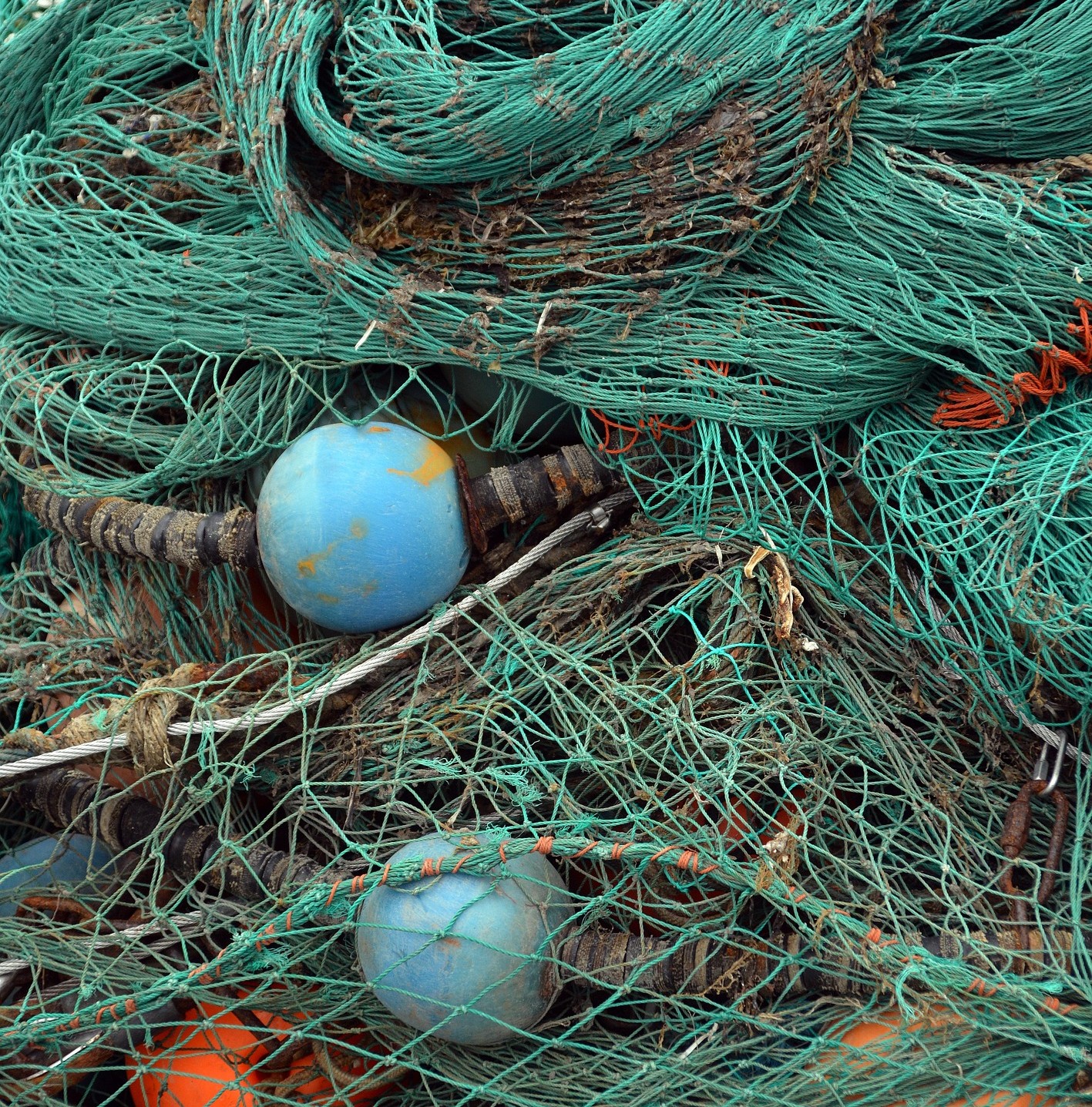 Ein Knäul Netze in Nachaufnahme